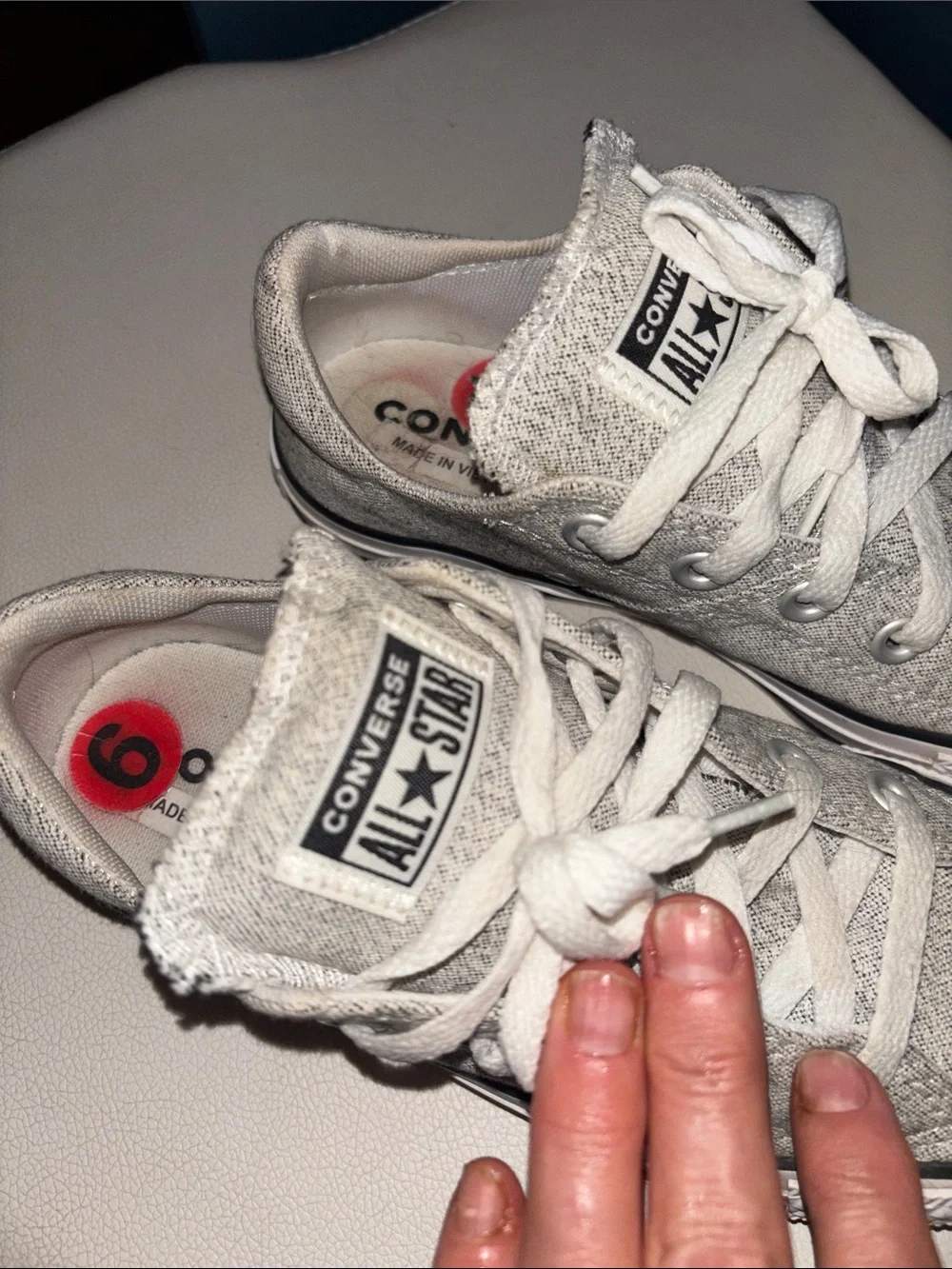 Converse Grey Canvas Low-Top Sneakers with White Laces